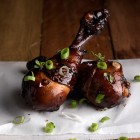 chicken drumsticks coated in honey balsalmic glaze