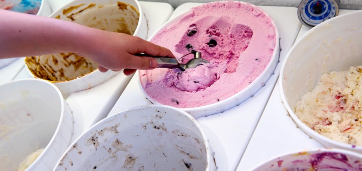 ice cream in buckets