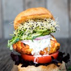 salmon burger with ginger and lime
