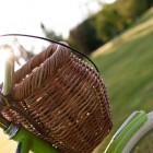 basket on the front of a bike