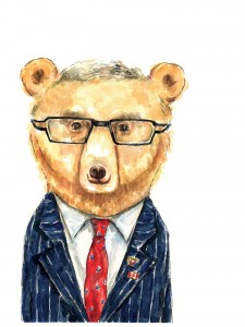 illustration of Mayor Nolan Crouse, as a bear