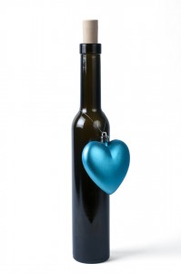 Bottle of ice wine with ornament