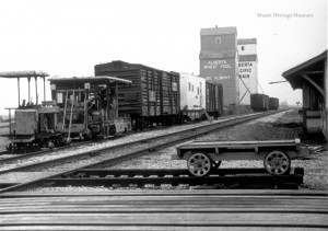 With the station platform removed, ready to move station to Alberta Pioneer Railway Museum.