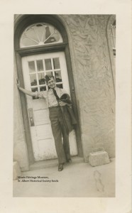 soldier standing at door, circa 1941