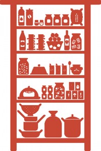 artistic drawing of pantry shelf