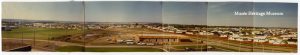 5 photos glued together. Major road on the right hand side is McKenney Ave, looking West. Lacombe Park area is to the right side of McKenney Ave. Mission Park area is to the left. Grain Elevators visible on left side of photo.